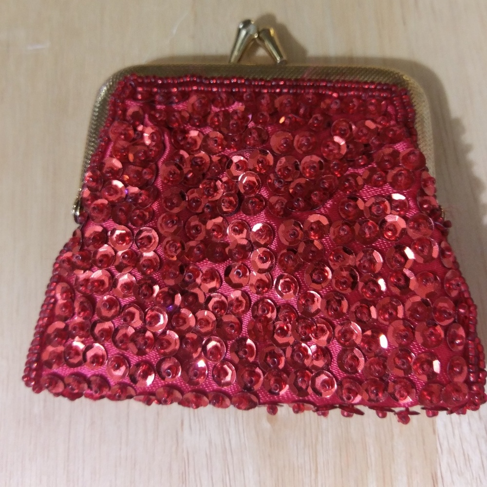 Beaded Coin Purse - Red